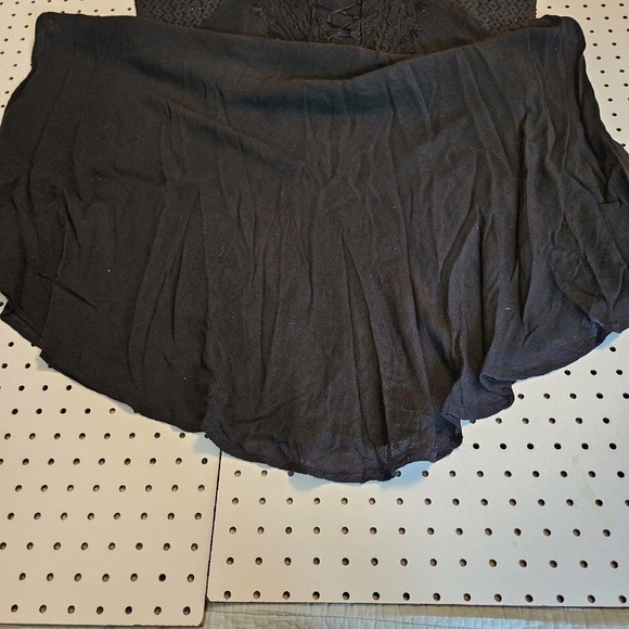 Jessica Taylor Black Midi Embroidered Trapeze Dress Lace Up Front Size 1X - Picture 5 of 10